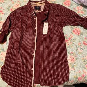 Boys button up shirt burgundy